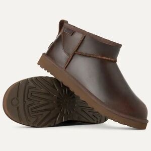 UGG | Men’s Classic Ultra Mini Leather Boots Regenerate In Brown Ironwood New